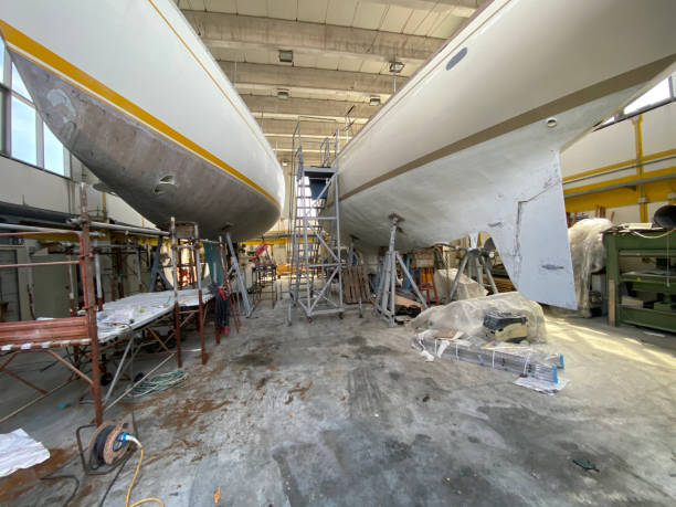 istock shipyard with some boats under restoration 1334651242