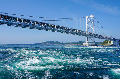 Naruto Ohashi, whirlpools, blue sky and blue sea taken from Whirlpools Cruise