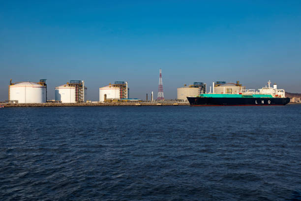 LNG (Liquefied natural gas) regasification terminal stock photo