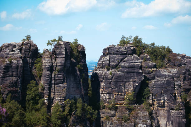 beautiful cliff top on a beautiful sky background Germany, Saxony
