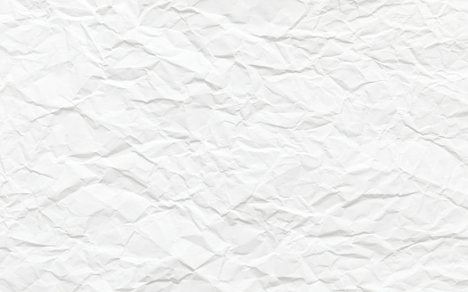 Crumpled paper sheet for background, white