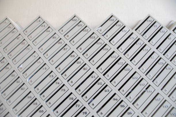 istock Numbered mailboxes at the entrance to the apartment 1334665204
