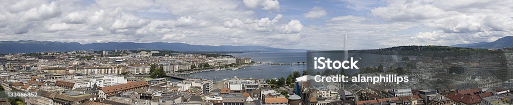 panorama del lago di Ginevra - Foto stock royalty-free di Fotomontaggio