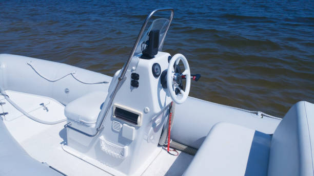istock Motorboat steering wheel and other equipment 1334671425