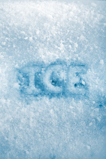 the word ice written with frozen letters