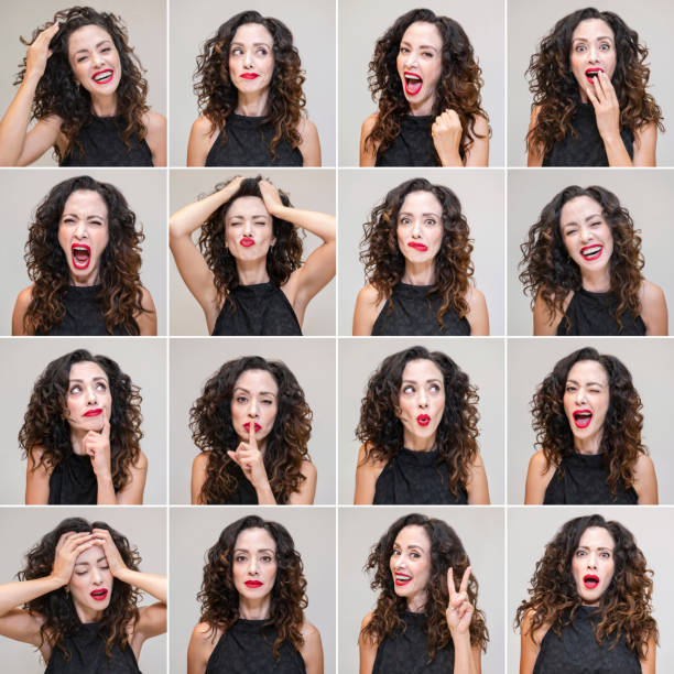 istock Real woman making different facial expressions 1334673663