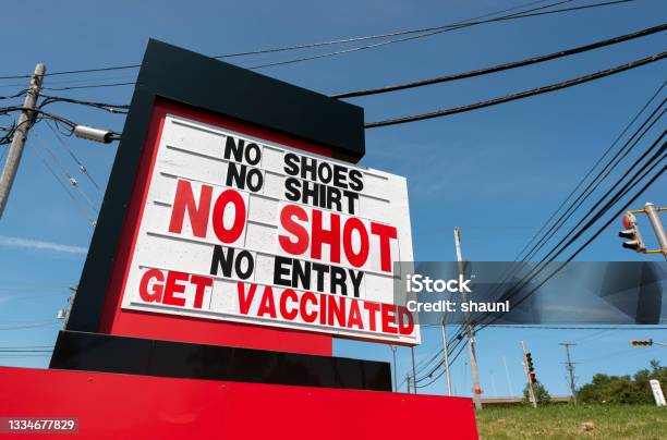 Retail Store Requires Vaccination Stock Photo - Download Image Now - Anti-vaccination, Vaccination, Sign