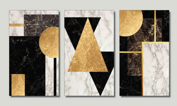 istock 3d wallpaper for wall frames. resin geode and abstract art, functional art, like watercolor geode painting. golden, black and white marble background. Golden lines 1334679026