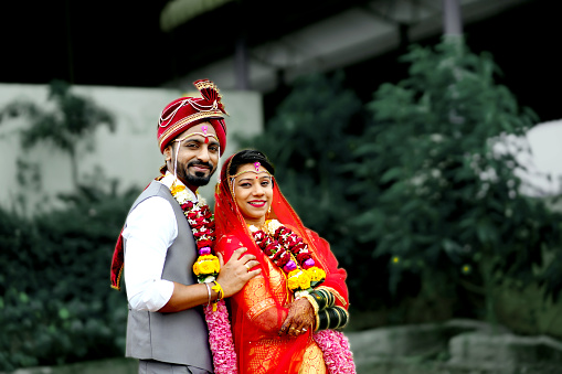 Indian Couple In Traditional Wedding  Event Very Beautiful Moment