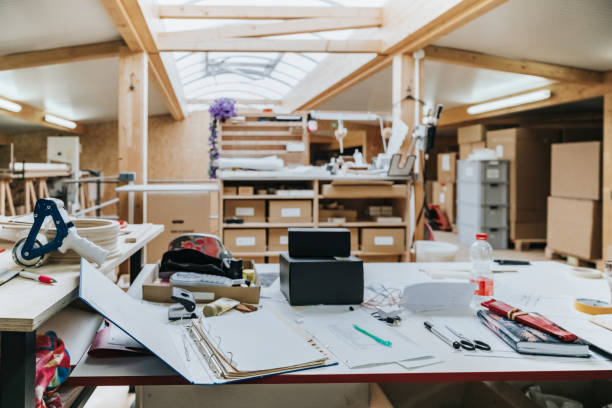 istock still life of office desk in workroom 1334682604