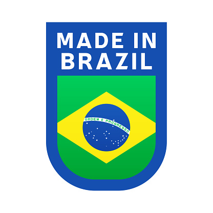 Made in brazil icon. national country flag Stamp sticker. Vector illustration Simple icon with flag