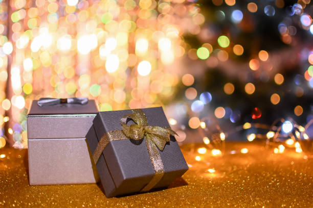 istock New Year's golden bokeh background with lights. mock up 1334684061