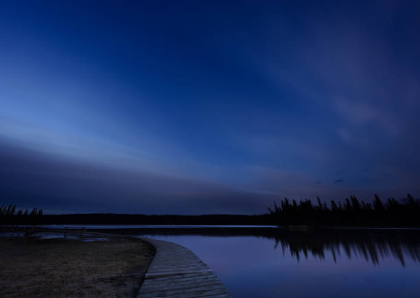 Night Photography Waskesiu Canada stock photo