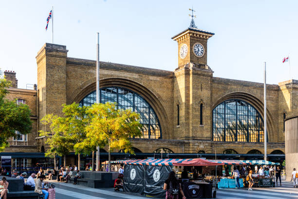 A passenger railway terminus in the London Borough of Camden, on the edge of Central London. One of London's busiest stations. Main Line to North East England and Scotland. Adjacent to King's Cross station is St Pancras International, the London terminus for Eurostar services to continental Europe.