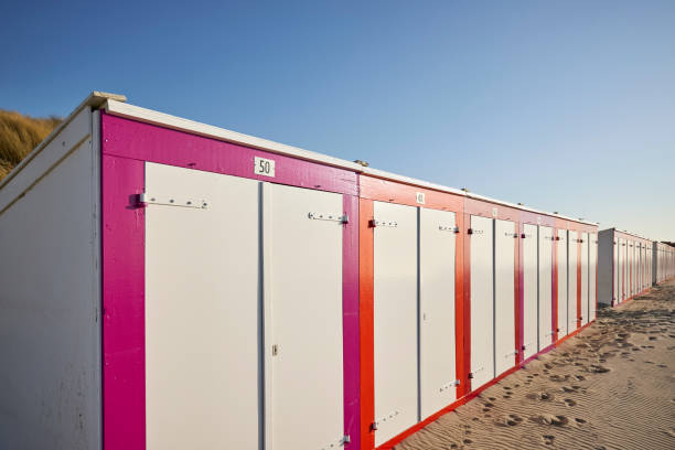 istock Colorful cabins on the beach 1334685759