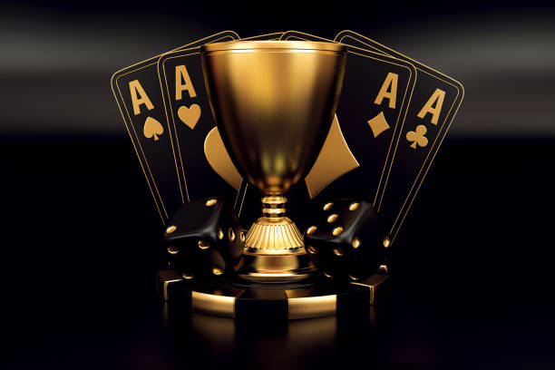 istock Casino poker cards trophy dice 1334689492