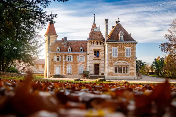 Photo of Beautiful french town hall castle of Ambronay small village in Ain department