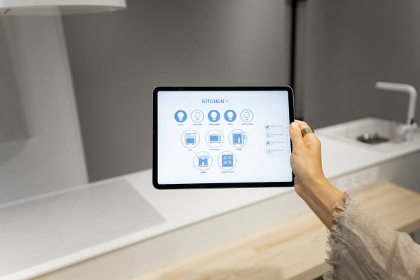 istock Digital tablet with running mobile application for smart home 1334696398