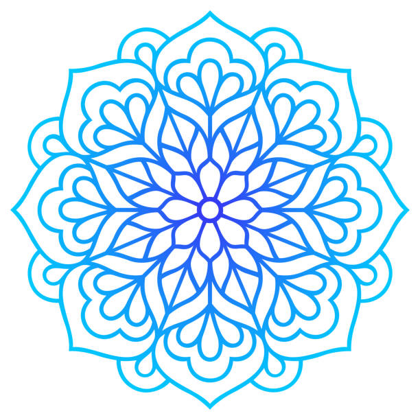 ilustrações, clipart, desenhos animados e ícones de mandala vetorial floral em estilo doodle. modelo de corte de papel. - white background yoga backgrounds relaxation exercise