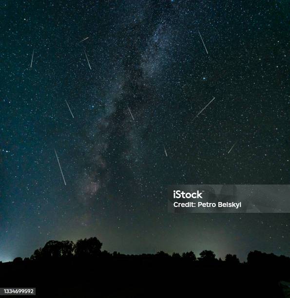 The Night Shots Of The Milky Way Stock Photo - Download Image Now - Perseids, Shower, Meteor Shower