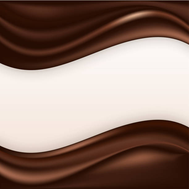 ilustraciones, imágenes clip art, dibujos animados e iconos de stock de fondo de remolino ondulado de chocolate. ondas de chocolate satinado abstracto. ilustración vectorial - chocolate