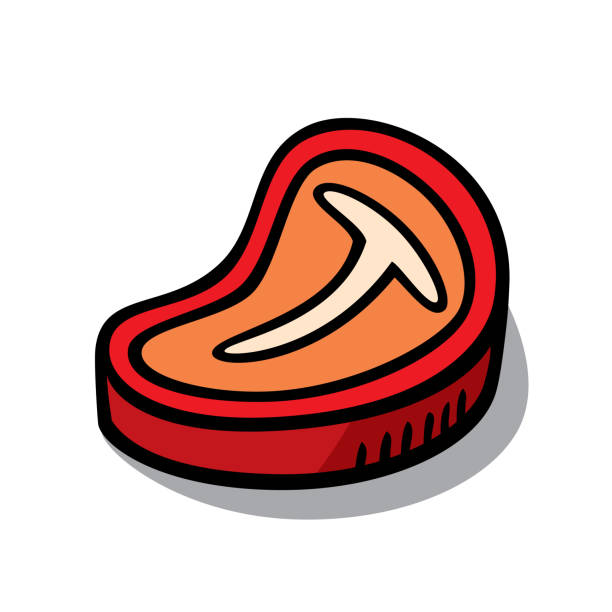 ilustrações de stock, clip art, desenhos animados e ícones de t-bone steak doodle 6 - steak meat beef t bone steak