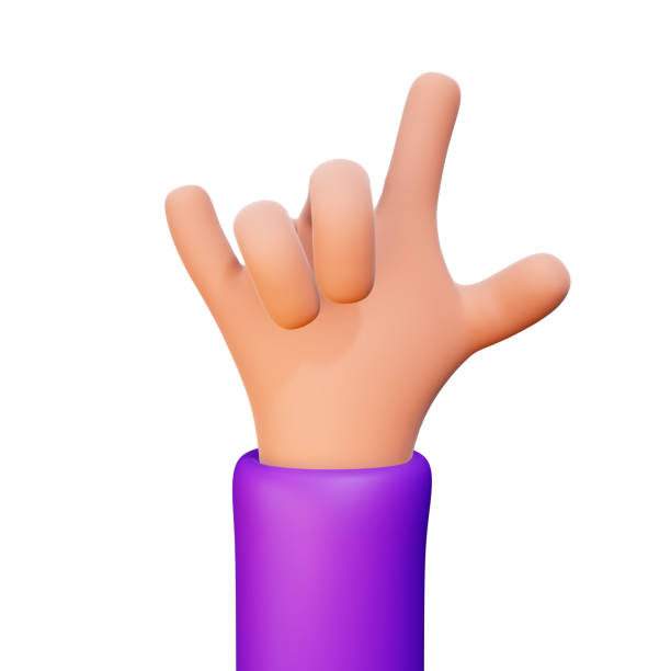 Cartoon hand shows a goat gesture, a 3d illustration isolated on a white background. The concept of victory and coolness. The hand of a cartoon character makes a Rock and Roll gesture, 3d rendering la mano de dibujos animados muestra un gesto de cabra, una ilustración en 3d aislada sobre un fondo blanco. el concepto de victoria y frialdad. la mano de un personaje de dibujos animados hace un gesto de rock and roll, renderizado en 3d.