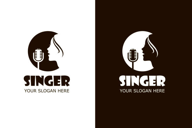ikony śpiewających kobiet - silhouette singer singing group of objects stock illustrations