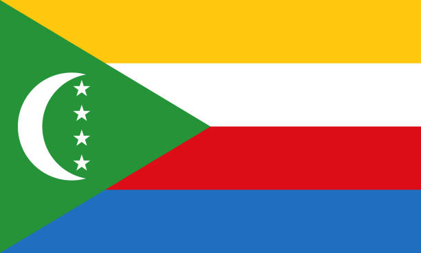 Comoros African Country Flag Comoros national flag icon in the correct aspect ratio. File is built in the CMYK color space for optimal printing, and can easily be converted to RGB without any color shifts. mozambique channel stock illustrations