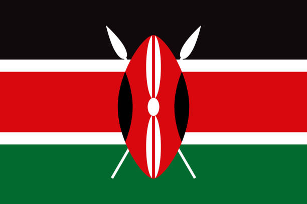 ケニアアフリカの国旗 ベクターアートイラスト