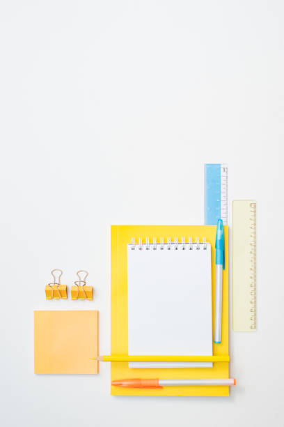 istock Flat lay school and office supplies on a white background 1334711241