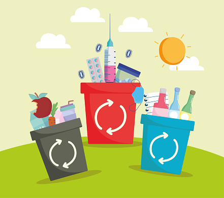 Garbage Compartus Garbage Separated Incontainers Stock Illustration - Download Image Now ...