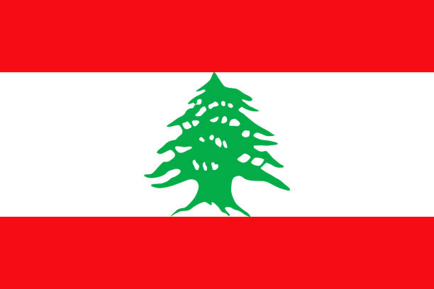 illustrazioni stock, clip art, cartoni animati e icone di tendenza di bandiera della repubblica libanese (libano) - pinaceae
