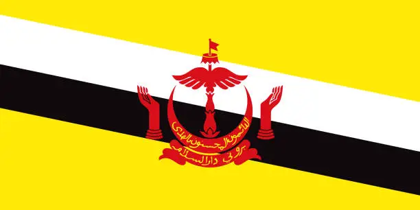 Vector illustration of Nation of Brunei, the Abode of Peace Flag