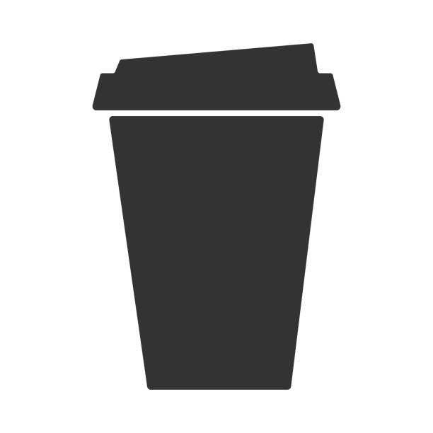 illustrazioni stock, clip art, cartoni animati e icone di tendenza di tazza di caffè con icona vettoriale. modello di logo del foglio di carta. concetto da asporto. illustrazione isolata su sfondo bianco. design piatto. - tazza da caffè