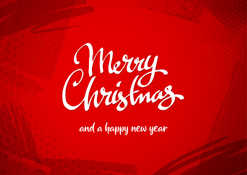 Merry Christmas red paint textured vector design background for use as background template for Christmas cards etc
