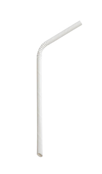 Biodegradable eco friendly white paper drinking straw mockup isolated on white background