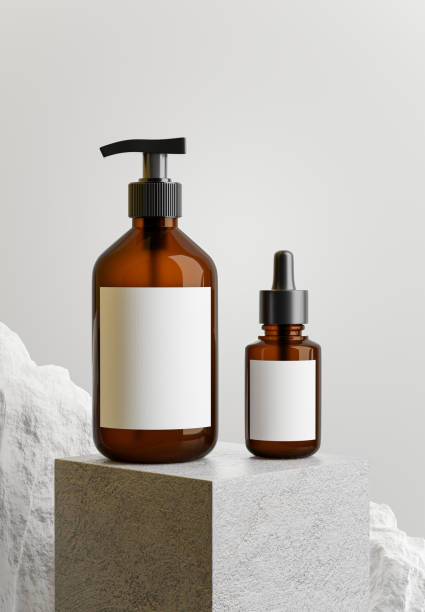 istock bottle package with concrete podium,stone for your product display 1334750374
