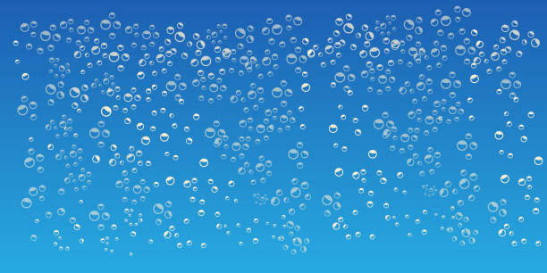 파란색 배경에 물에 거품 - soap sud bubble clean air stock illustrations