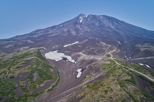 Kozelsky volcano (Kozelskaya Sopka) 2,189 m (7,182 ft) high.