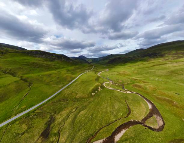 istock A93 from the air, Perth and Kinross, Scotland alongside Shee Water 1334766501