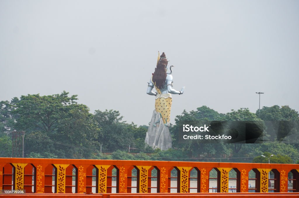 God shiva statue Rishikesh Haridwar, Har Ki Pairi Ghat Art Stock Photo
