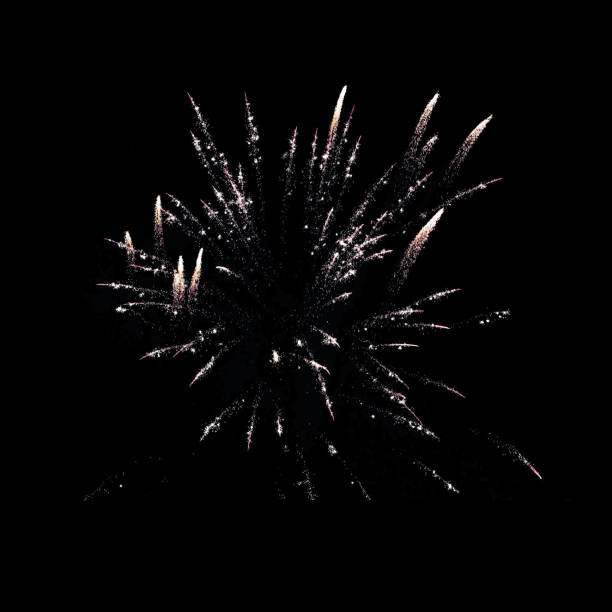 istock Colorful fireworks black night sky background isolated close up, red, blue, golden firecracker pattern, salute backdrop, holiday banner, celebration border, festive texture, design element, copy space 1334775925