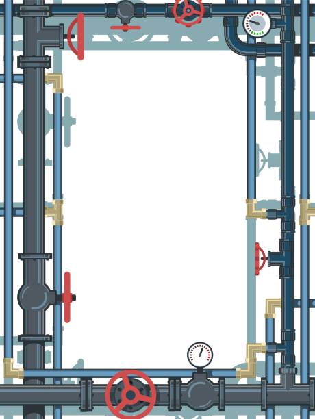 istock Complicated. Pipeline for various purposes. Frame with a place for the text about the service. Illustration isolated on background vector 1334781462