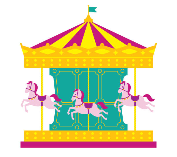 회전 목마 카니발 루나 파크 - carousel horses stock illustrations