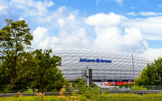 Munich, Germany - August 21, 2021: Exterior view of Allianz Arena - Football Stadium - Munich Germany.