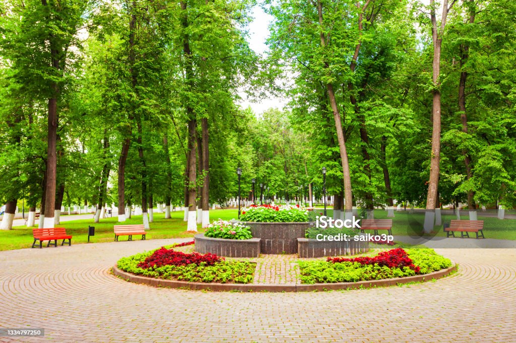 Public park in Vladimir city, Russia Main public park in the centre of Vladimir city, Golden Ring of Russia Public Park Stock Photo