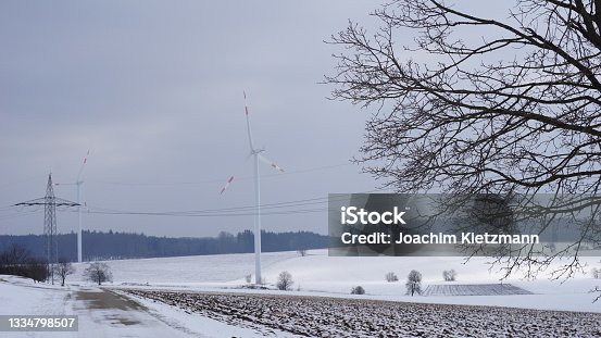 istock Swabian Alb between Geislingen Ulm Gussenstadt Heidenheim Gerstetten - Wind turbine wind turbine 1334798507
