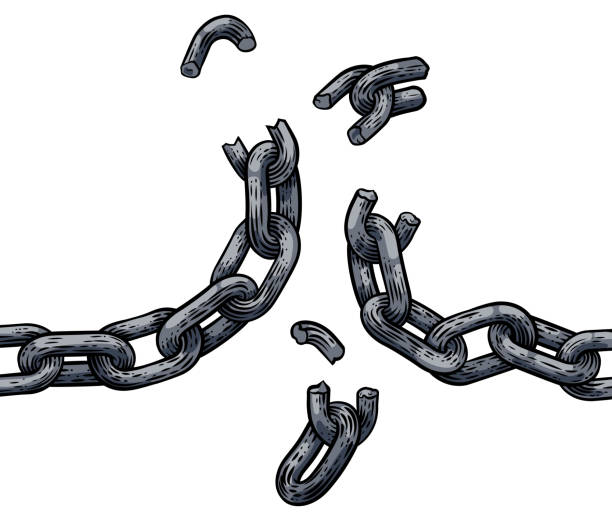 Chain Links Breaking Freedom Design Chain links breaking. A conceptual design or illustration for freedom emancipation proclamation stock illustrations