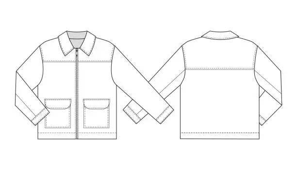 Vector illustration of Zipped jacket with collar